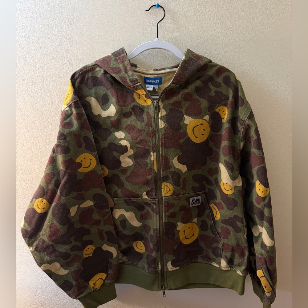 Nordstrom Kids Camo Hoodie with Smiley Faces
